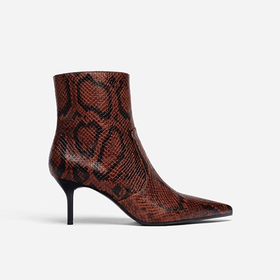 Snakeskin Print Leather Ankle Boots from Uterque