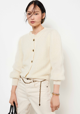 Baylor Puff-Sleeved Stretch-Knit Cardigan from Ba&sh