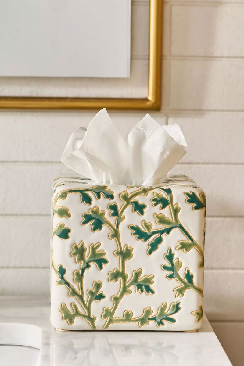 Printed Ceramic Tissue Box from Anthropologie