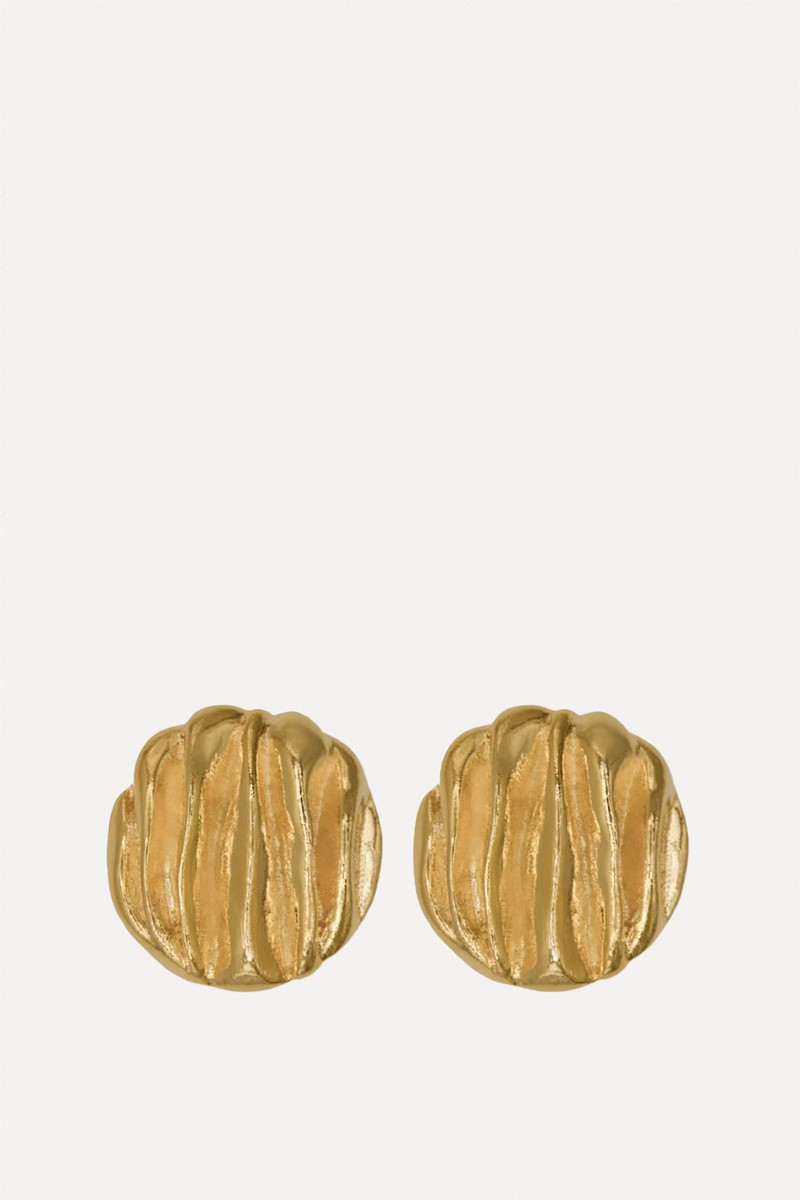 Vintage 1980s Statement Ripple Circular Clip-On Earrings from Soh Vintage