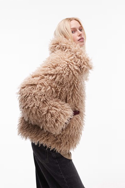 Faux Mongolian Fur Bomber Jacket from Topshop