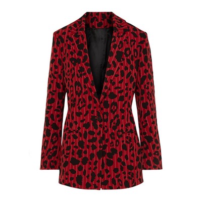 Leopard-Print Pinstriped Stretch-Twill Blazer from Koche 