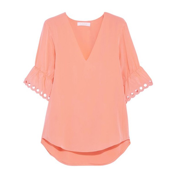 Broderie Anglaise-Trimmed Silk Blouse from Chloe