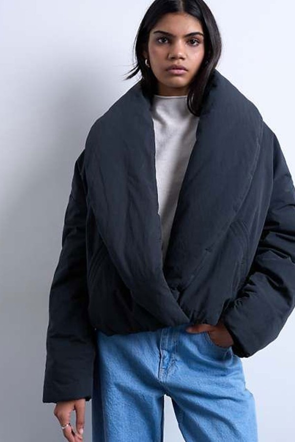 Padded Shawl Puffer Jacket from Topshop