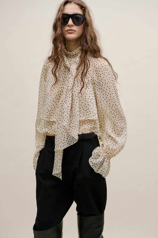 Bow Polka-Dot Blouse 
