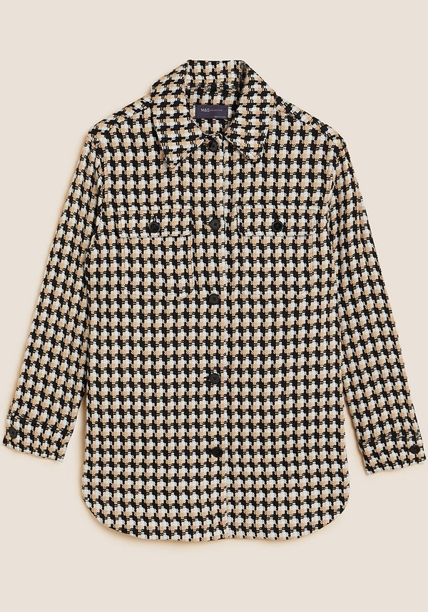 Tweed Collared Longline Shacket