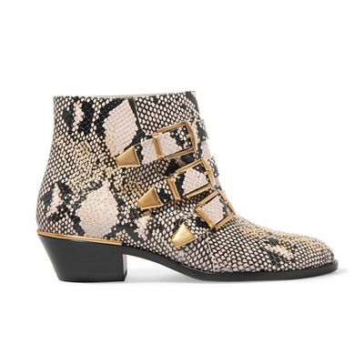 Susanna Studded Snake-Effect Leather Ankle Boots from Chloe