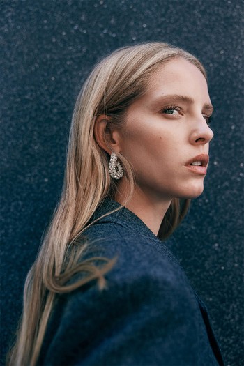 Rhinestone-Decorated Hoop Earrings from H&M