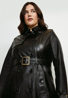 Curve Leather Trench Coat