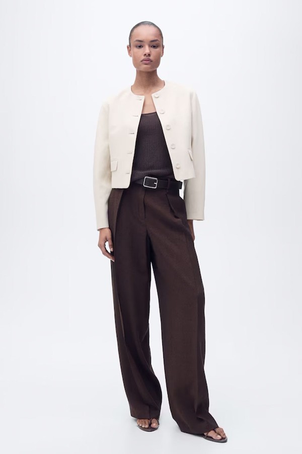 Linen-Blend Jacket With Buttons from Mango