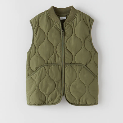 Puffer Gilet With Ribbed Trims