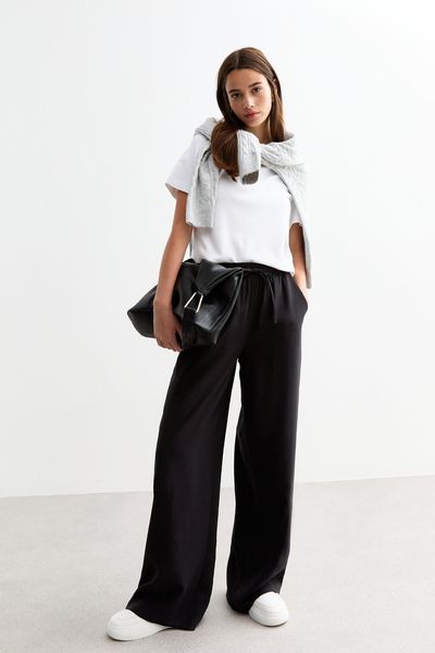 Drawstring Wide Leg Trousers