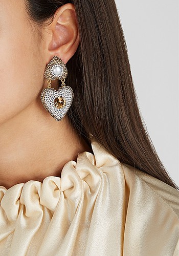 18kt Gold-Plated Heart Drop Earrings from Soru Jewellery