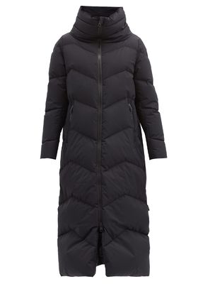 Funnel-Neck Chevron-Quilted Down Coat from Herno