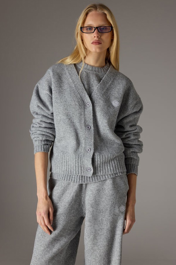 Fluffy Knit Emblem Embroidered Cardigan  from The Couture Club