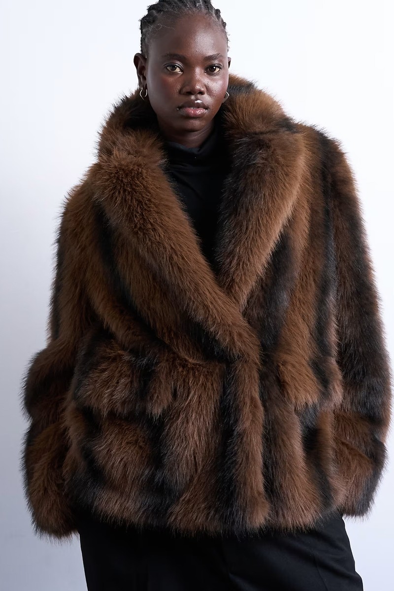 Faux Fur Boxy Blazer Coat