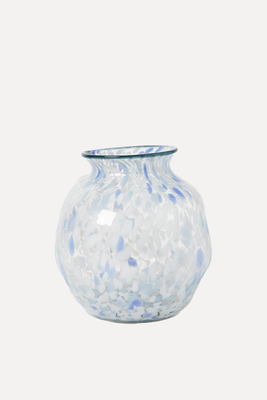 Alma Blue Spot Clear Glass Vase  from Oliver Bonas