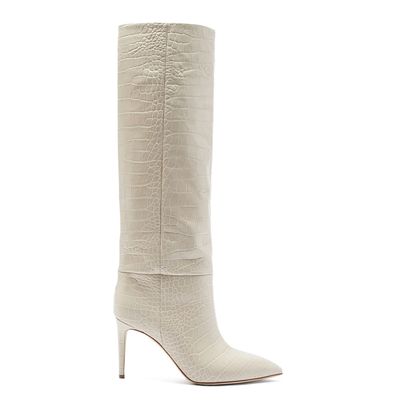 Crocodile-Effect Leather Knee-High Boots from Paris Texas
