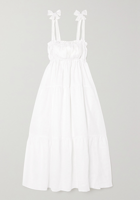 Bellamy Tie-Detailed Tiered Linen Midi Dress from Faithful The Brand