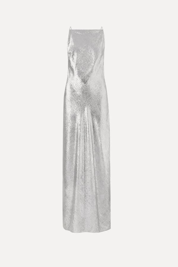 Metallic Open-Back Dress