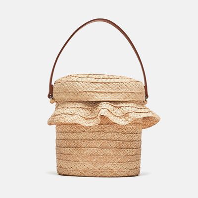 Raffia Basket Bag With Ruffle Trim from Zara