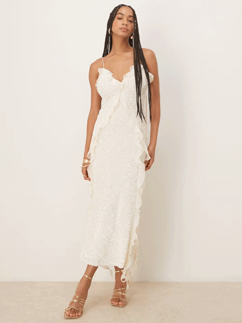 Marsella Ruffle Midi Dress from Bardot