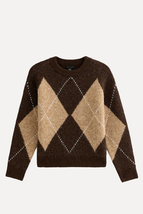 Argyle Pattern Crew Neck Jumper