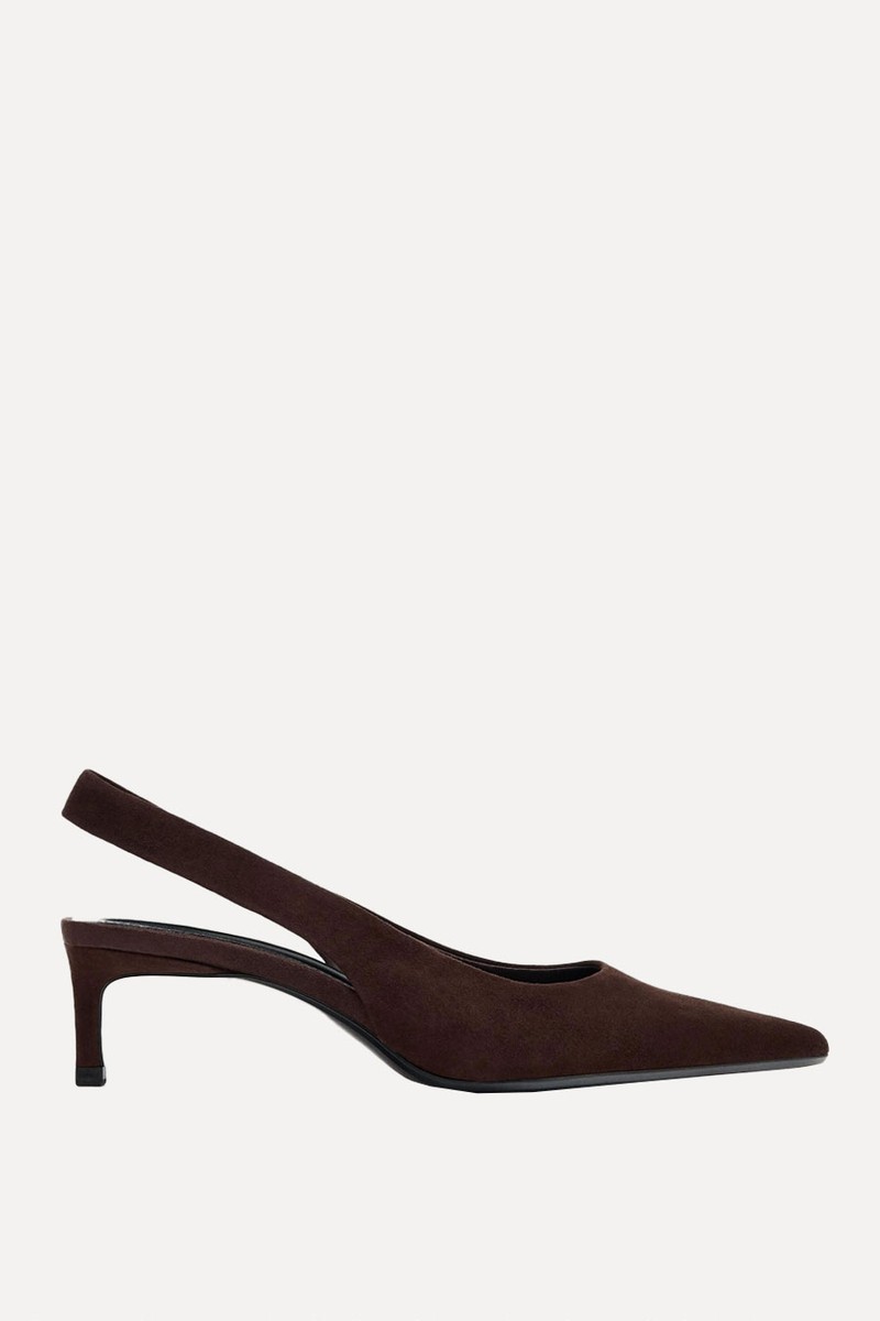 Suede Kitten Heel Slingback Shoes from Zara