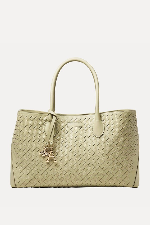 London Tote Woven Leather Bag