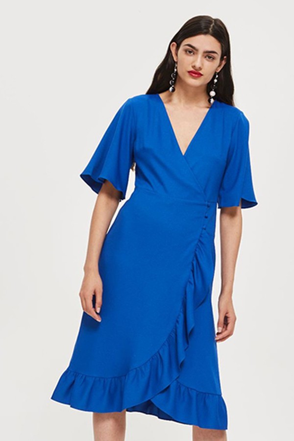 Crepe Midi Wrap Dress