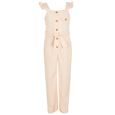 Broderie Button Front Jumpsuit from River Island