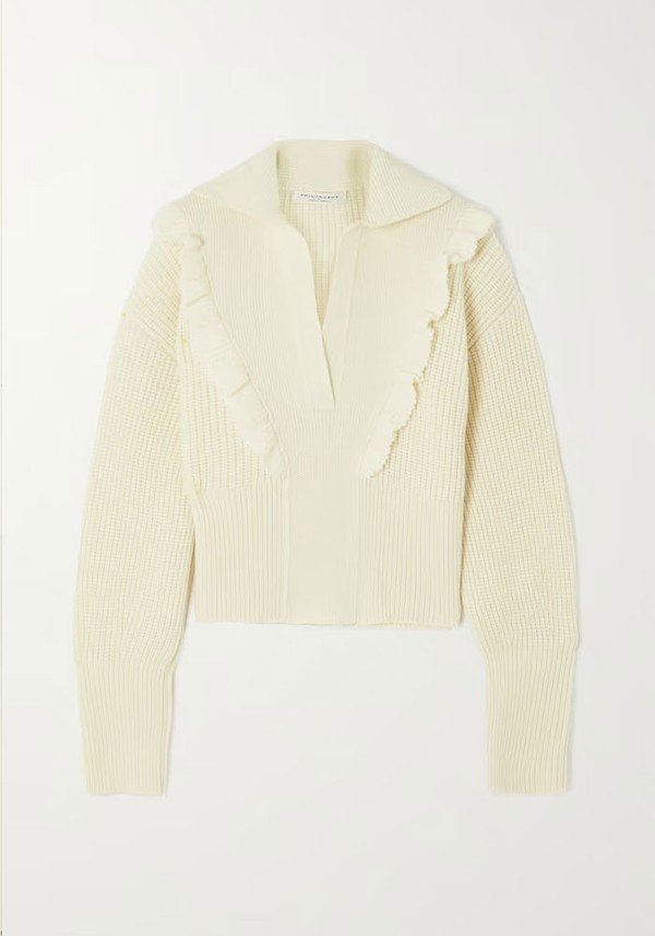 Ruffled Ribbed Wool Sweater from Philosophy di Lorenzo Serafini