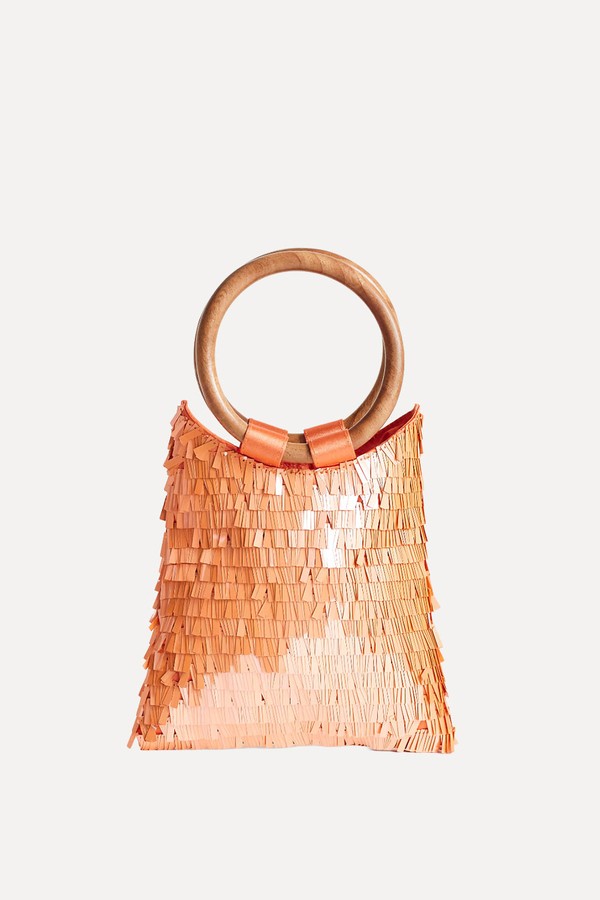Holly Sequin Grab Bag With Wooden Handle