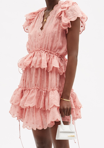 Mae Ruffled Dot-Embroidered Ramie-Voile Mini Dress, £605 | Zimmermann