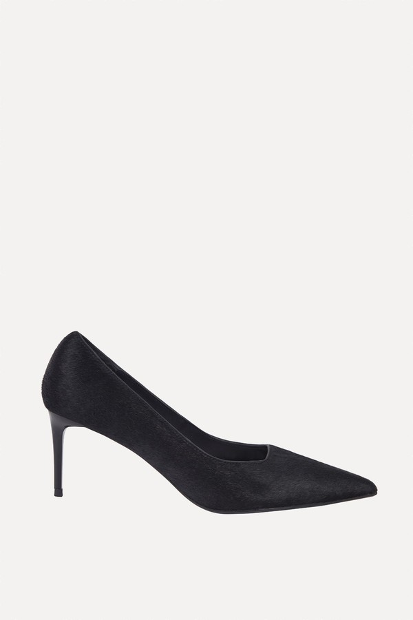 Hair On Leather Stiletto Heel Court Shoes