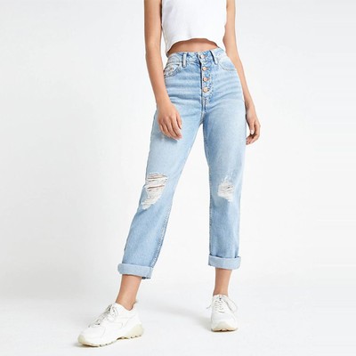 Light Blue Mom Rip Jeans