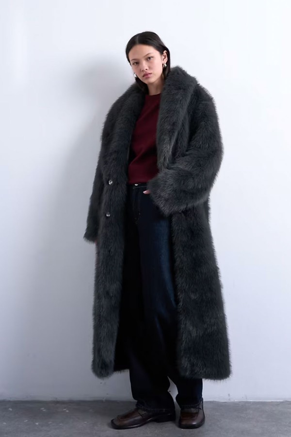 Faux Fur Oversized Shawl Extra Long Coat from Topshop