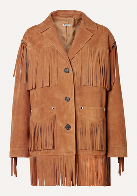 Oversized Fringed Suede Jacket from Miu Miu
