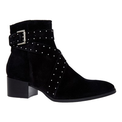 Black Leather Heeled Ankle Boots