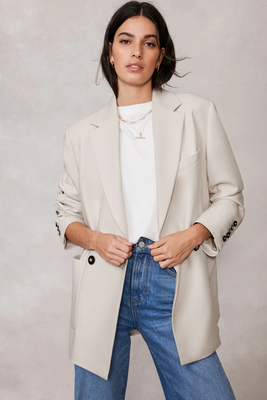 Neutral Double Breasted Blazer
