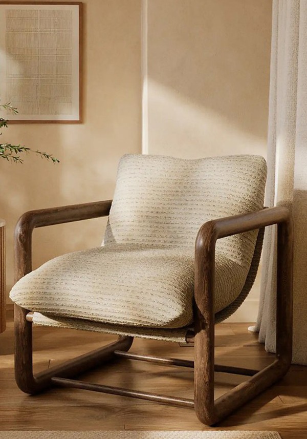 Malia Boho Stripe Chunky Wooden Occasional Armchair*
