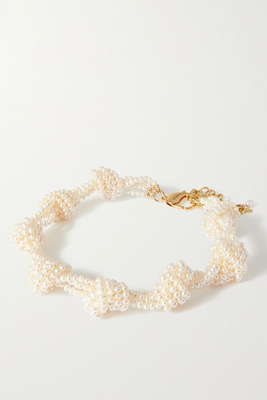 Aiden Knotted Gold-Tone Pearl Necklace from Éliou