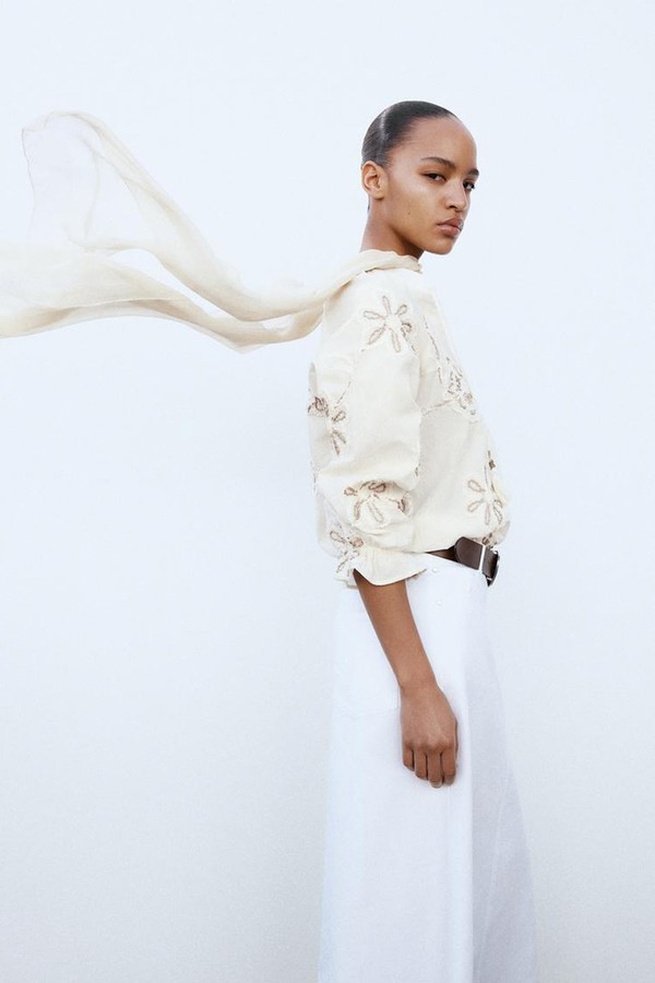 Blouse With Floral Embroidery