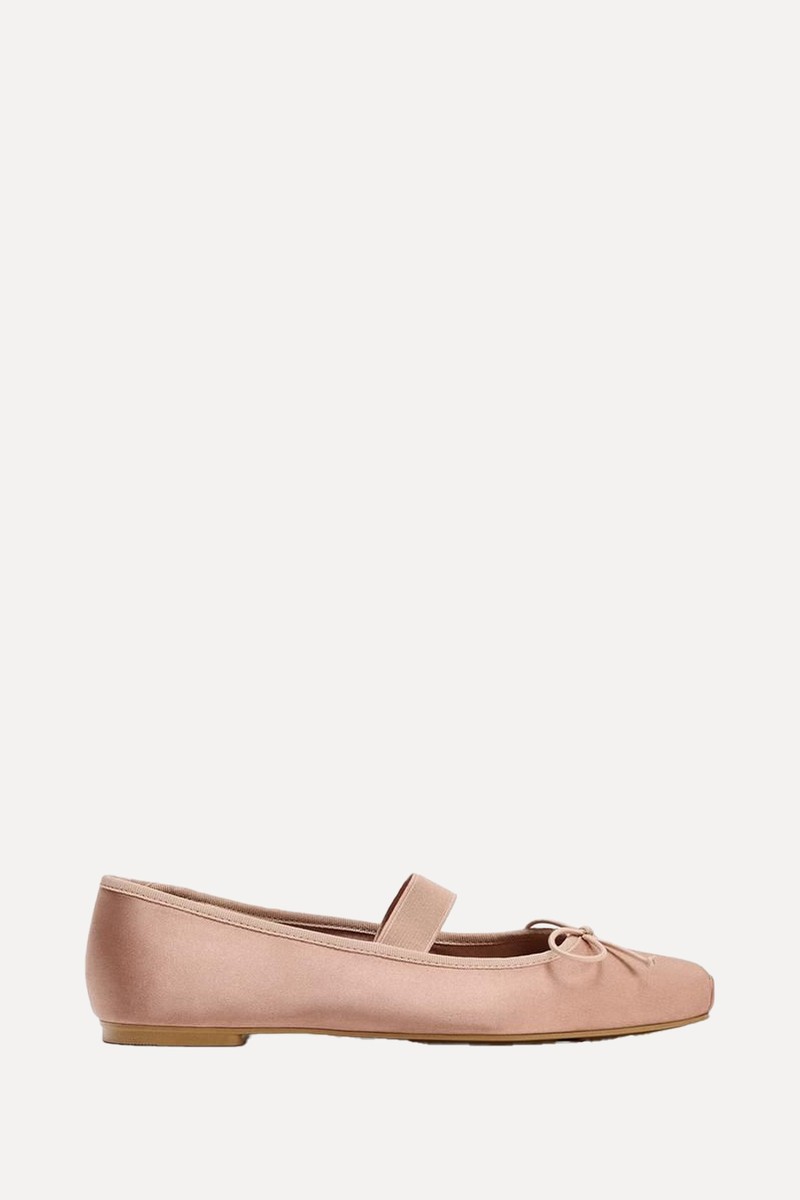 Satin Ballet Flats With Bows