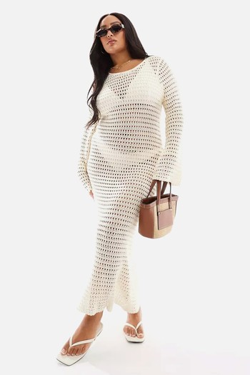 Crochet Bell Sleeve Maxi Beach Dress from In The Style