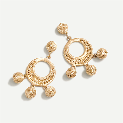 Raffia-Wrapped Triple Drop Earrings  from J.Crew