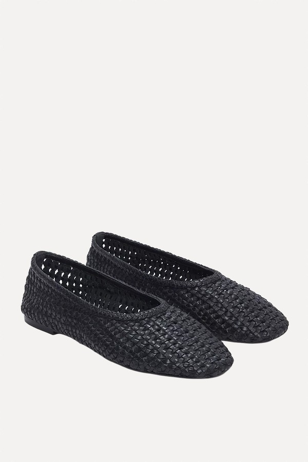 Leather Woven Ballet Pumps from The White Company