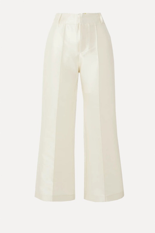 Yoshitomo Pleated Faille Wide-Leg Pants from DESTREE 