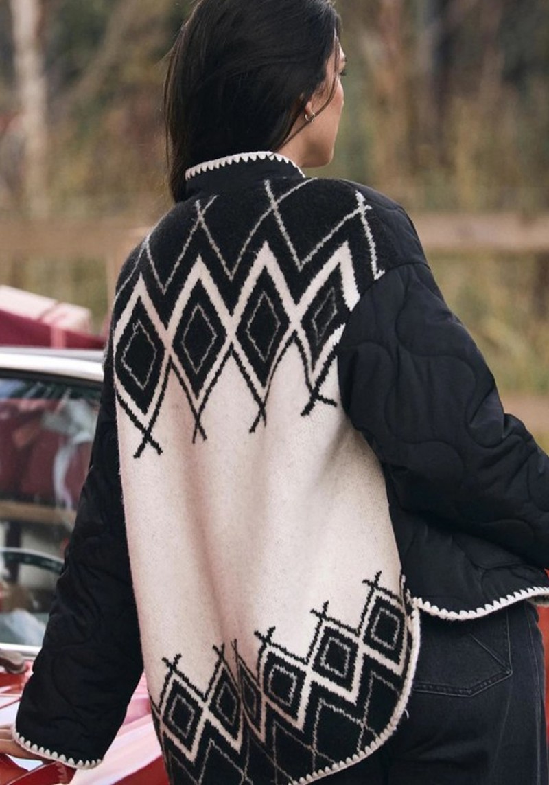 Contrast Back Quilted Coat 