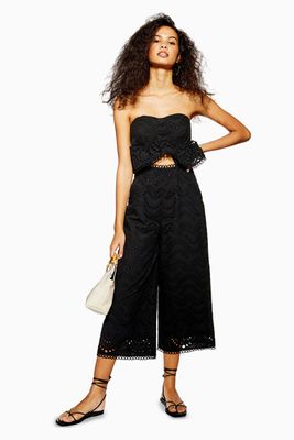 Black Broderie Anglaise Jumpsuit